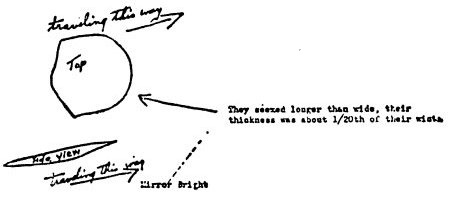 Disegno di Kenneth Arnold all'intelligence degli Army Air Forces (AAF), 12 luglio 1947 (fonte Wikipedia)