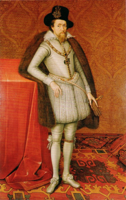 Giacomo I, ritratto di John de Critz, 1606. Dulwich Picture Gallery